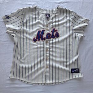 Majestic Jersey Men XXL Cream NY Mets - Button Front Baseball Jersey
